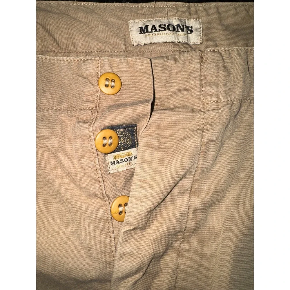 Masons Mens Tan Cotton Twill Chino Pants Button Fly Camo Lined Khaki 37x33